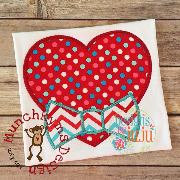 Heart Bow Tie | Machine Embroidery Designs by JuJu