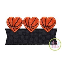 Heart Basketball Trio Banner Applique Design | Machine Embroidery Designs by JuJu