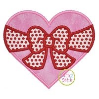 Heart Big Bow Applique | Machine Embroidery Designs by JuJu