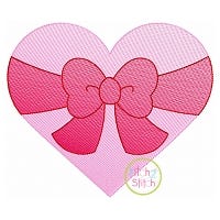 Heart Big Bow Sketch | Machine Embroidery Designs by JuJu