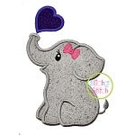 Elephant Blowing Heart Girl Applique | Machine Embroidery Designs by JuJu
