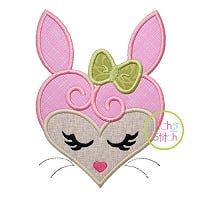 Heart Bunny Face Applique | Machine Embroidery Designs by JuJu