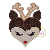 Heart Deer Face Applique | Machine Embroidery Designs by JuJu