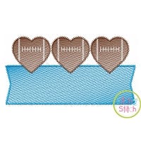 Heart Football Trio Banner Sketch | Machine Embroidery Designs by JuJu