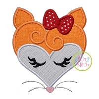 Heart Fox Face Applique | Machine Embroidery Designs by JuJu
