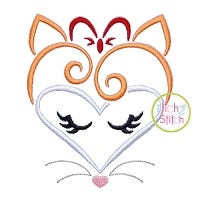 Heart Fox Face Embroidery | Machine Embroidery Designs by JuJu