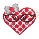 Heart Glasses Girl Applique | Machine Embroidery Designs by JuJu