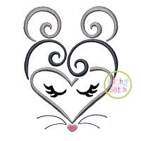 Heart Mouse Face Embroidery | Machine Embroidery Designs by JuJu