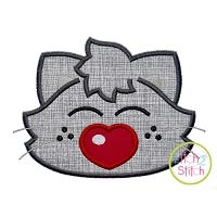 Heart Nose Kitty Boy Applique | Machine Embroidery Designs by JuJu
