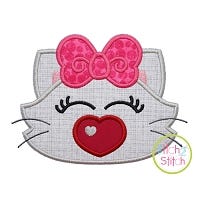 Heart Nose Kitty Girl Applique | Machine Embroidery Designs by JuJu