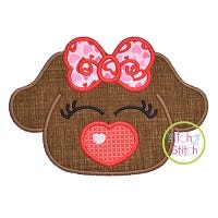 Heart Nose Puppy Girl Applique | Machine Embroidery Designs by JuJu