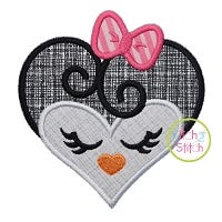 Heart Penguin Face Applique | Machine Embroidery Designs by JuJu