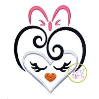 Heart Penguin Face Embroidery | Machine Embroidery Designs by JuJu