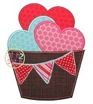 Hearts Barrel Pennant Applique | Machine Embroidery Designs by JuJu