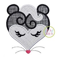 Heart Skunk Face Applique | Machine Embroidery Designs by JuJu