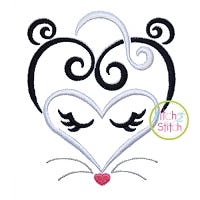 Heart Skunk Face Embroidery | Machine Embroidery Designs by JuJu