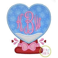 Heart Snow Globe Applique Design | Machine Embroidery Designs by JuJu