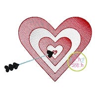 Heart Target Sketch Embroidery | Machine Embroidery Designs by JuJu