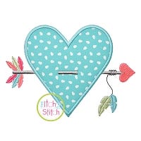 Heart Feathered Arrow Applique | Machine Embroidery Designs by JuJu
