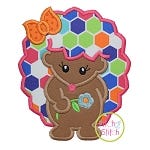 Hedgehog Girl Flower Applique | Machine Embroidery Designs by JuJu
