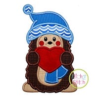 Hedgehog Holding Heart Boy Applique | Machine Embroidery Designs by JuJu
