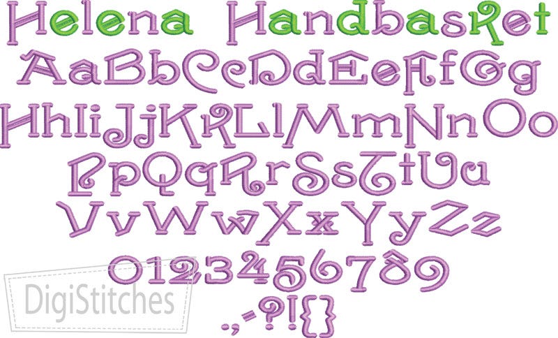 Helena Handbasket Embroidery Font | Machine Embroidery Designs by JuJu