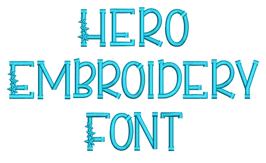 Hero Embroidery Font | Machine Embroidery Designs by JuJu