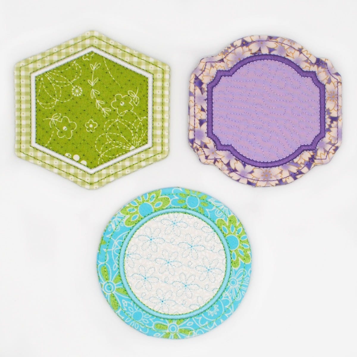 ITH Coasters Set 2 | Machine Embroidery Designs by JuJu