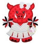 Hog Cheer Mascot Applique | Machine Embroidery Designs by JuJu