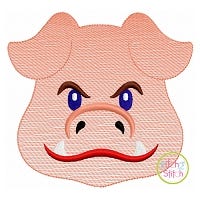 Hog Face Boy Sketch Embroidery | Machine Embroidery Designs by JuJu