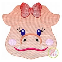 Hog Face Girl Sketch Embroidery | Machine Embroidery Designs by JuJu