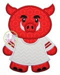 Hog Jersey Mascot Applique | Machine Embroidery Designs by JuJu