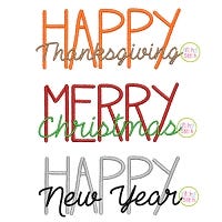 Holiday Text Embroidery Design Set 1