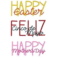 Holiday Text Embroidery Design Set 3