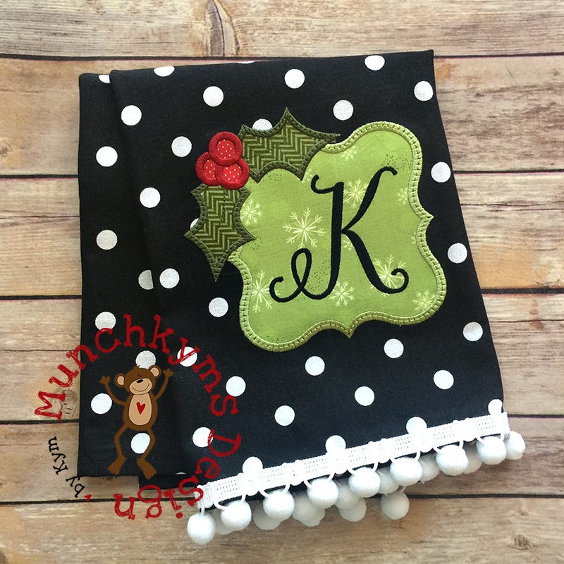 Holly Monogram | Machine Embroidery Designs by JuJu