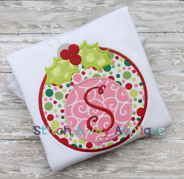 Holly Ornament | Machine Embroidery Designs by JuJu/ Stitch Away Applique 