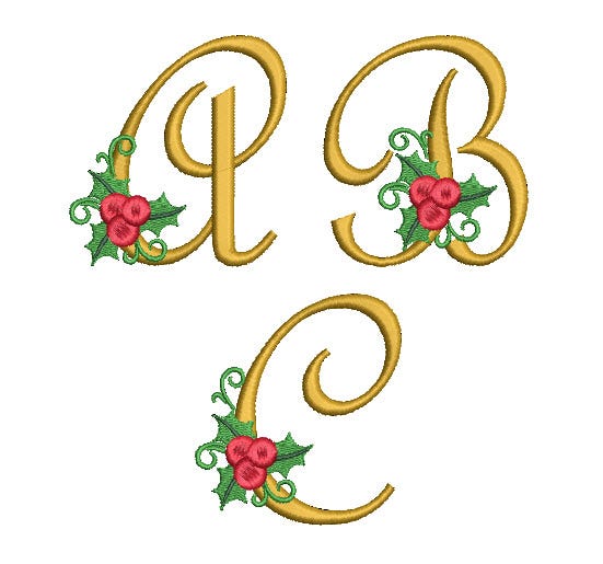 Holly Script Monogram Machine Embroidery Designs by JuJu