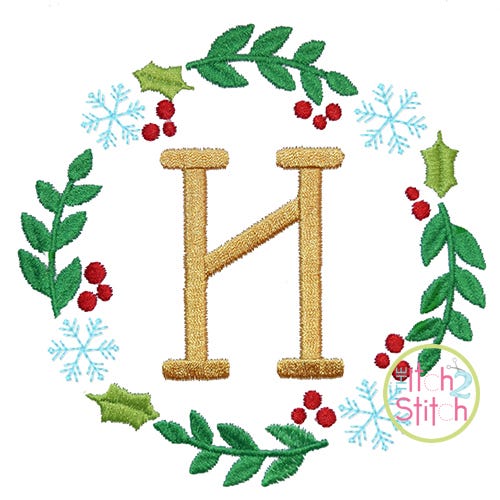 Holly Snowflake Monogram Frame Embroidery | Machine Embroidery Designs by JuJu