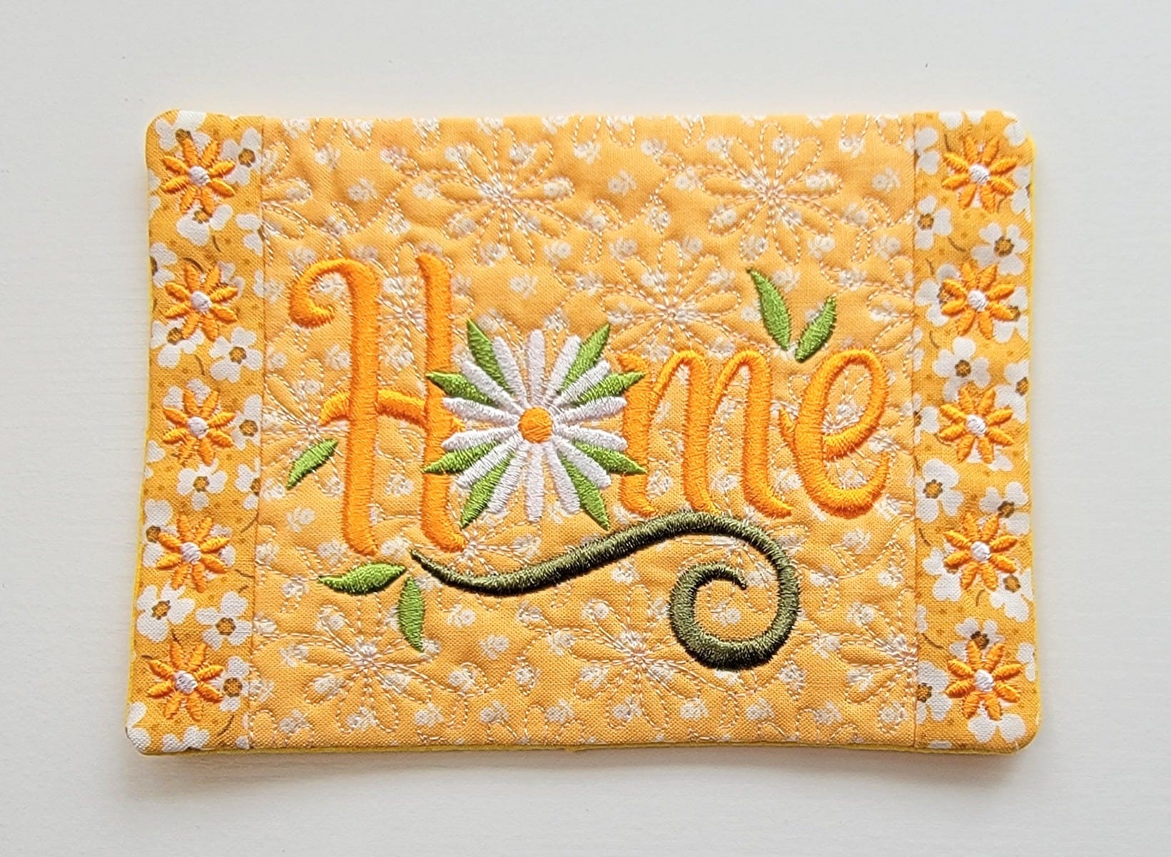 ITH Daisy Home Mug Rug | Machine Embroidery Designs by JuJu