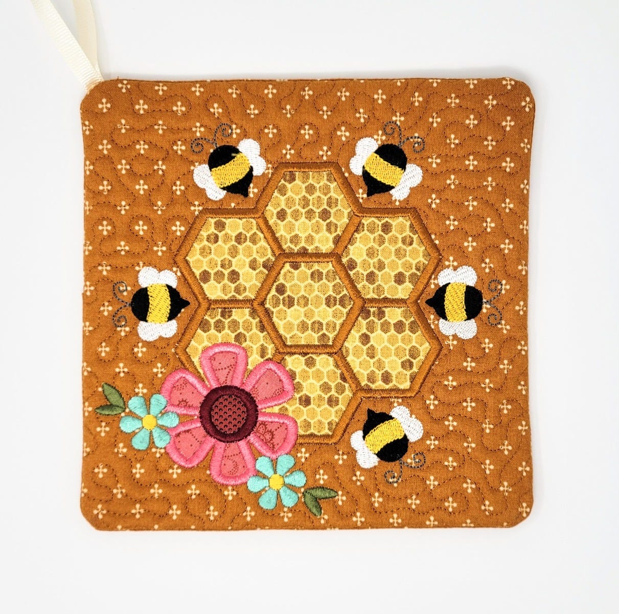 ITH Busy Bees Honeycomb Pot Holder | Machine Embroidery Designs by JuJu