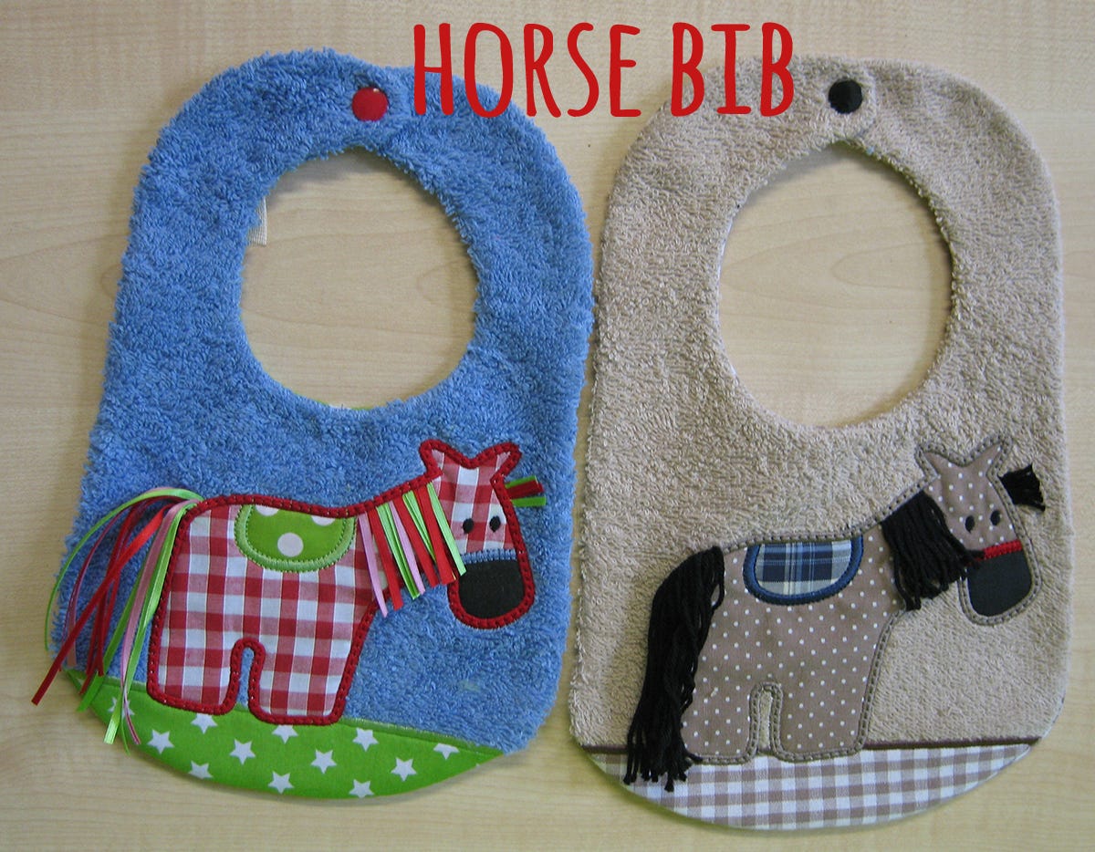 Cute Horse Bib | Machine Embroidery Designs by JuJu