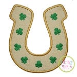 Horseshoe With Shamrocks Applique | Machine Embroidery Designs by JuJu