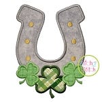 Horseshoe With Shamrocks Trio Applique | Machine Embroidery Designs by JuJu