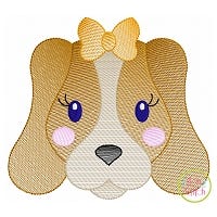 Hound Dog Face Girl Sketch Embroidery | Machine Embroidery Designs by JuJu