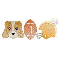 Hound Dog Football Trio Sketch Embroidery | Machine Embroidery Designs by JuJu