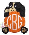 Hound Dog Mascot Monogram Peeker Applique | Machine Embroidery Designs by JuJu