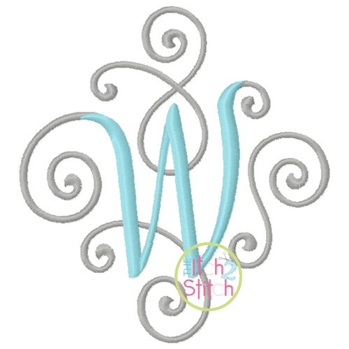 Itch 2 Stitch Elegant Scroll Two Color Small Monogram Digital Embroidery Machine Designs by JuJu