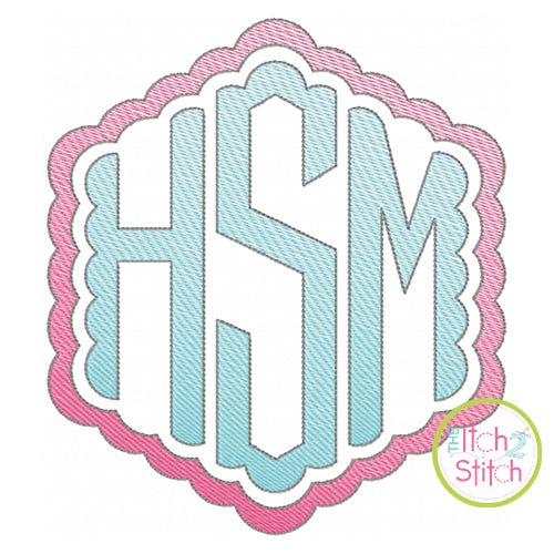 Scalloped Honeycomb Sketch Monogram Embroidery Font | Machine Embroidery Designs by JuJu