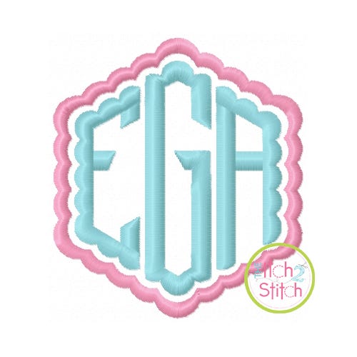 Scalloped Honeycomb Monogram Embroidery Font | Machine Embroidery Designs by JuJu