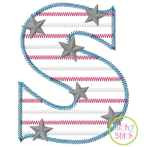 Stars and Stripes Embroidery Font | Machine Embroidery Designs by JuJu
